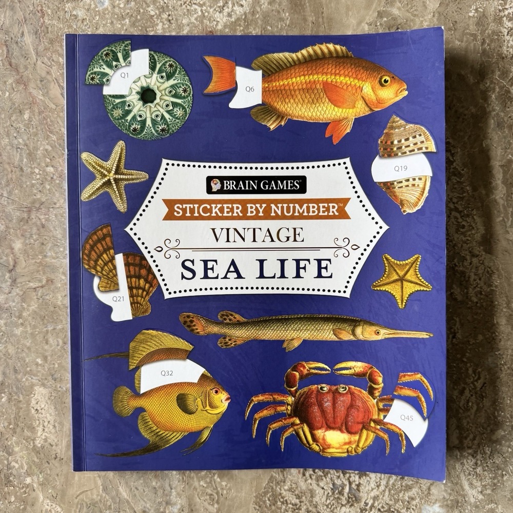 Brain Games - Sticker by Number - Vintage: Sea Life (28 Images to Sticker)